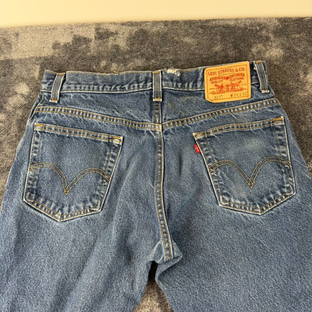 Levi's 517 Bootcut Blue Denim Jeans Men's 34X32 (33X31) Cowboy Western - Picture 10 of 13